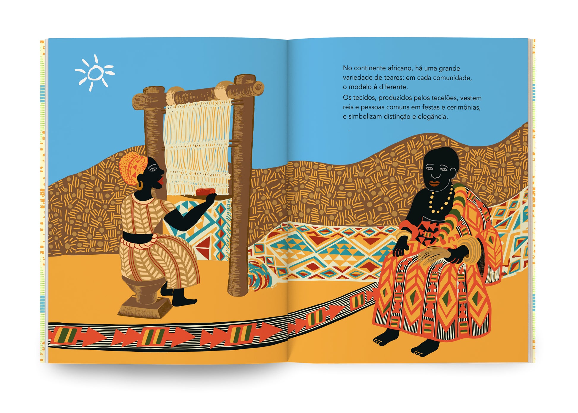 a tecelagem africana neste livro ilustrado de Goya Lopes